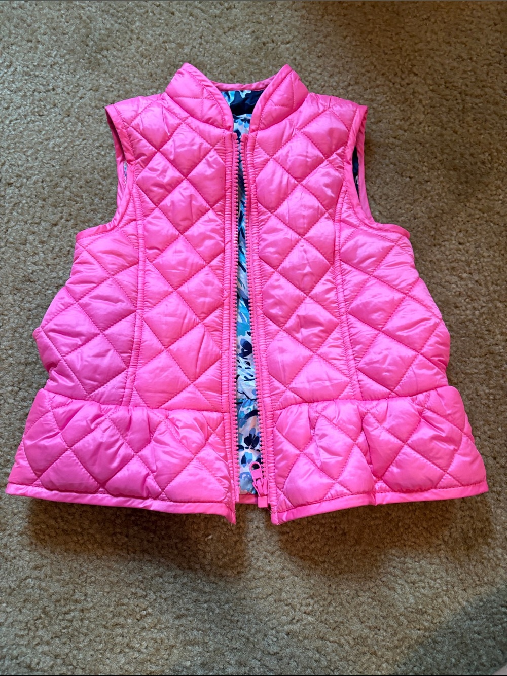 Lilly Pulitzer Pink Quilted Peplum Kids Vest